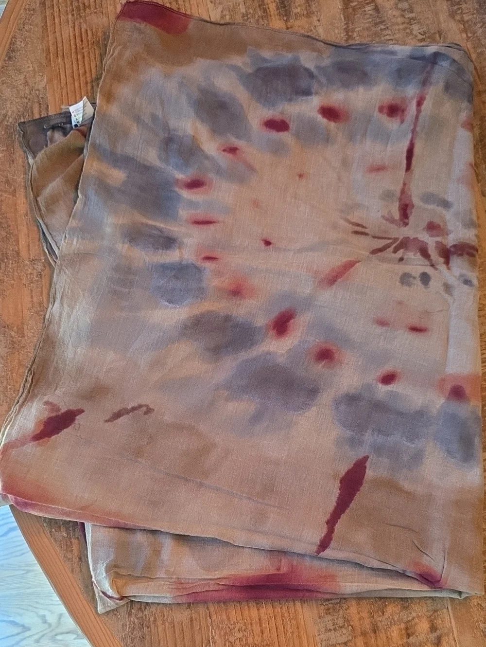 Tie-Dye Lightweight Scarf in Taupe, Slate & Wine